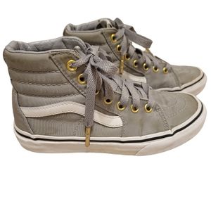 Vans Sk8  Hi Nylon Grey/ White Skate Shoe Sz 1